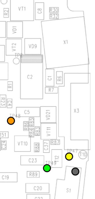 the test points you need to solder to (TP47,48,49, and somewhere for ground)